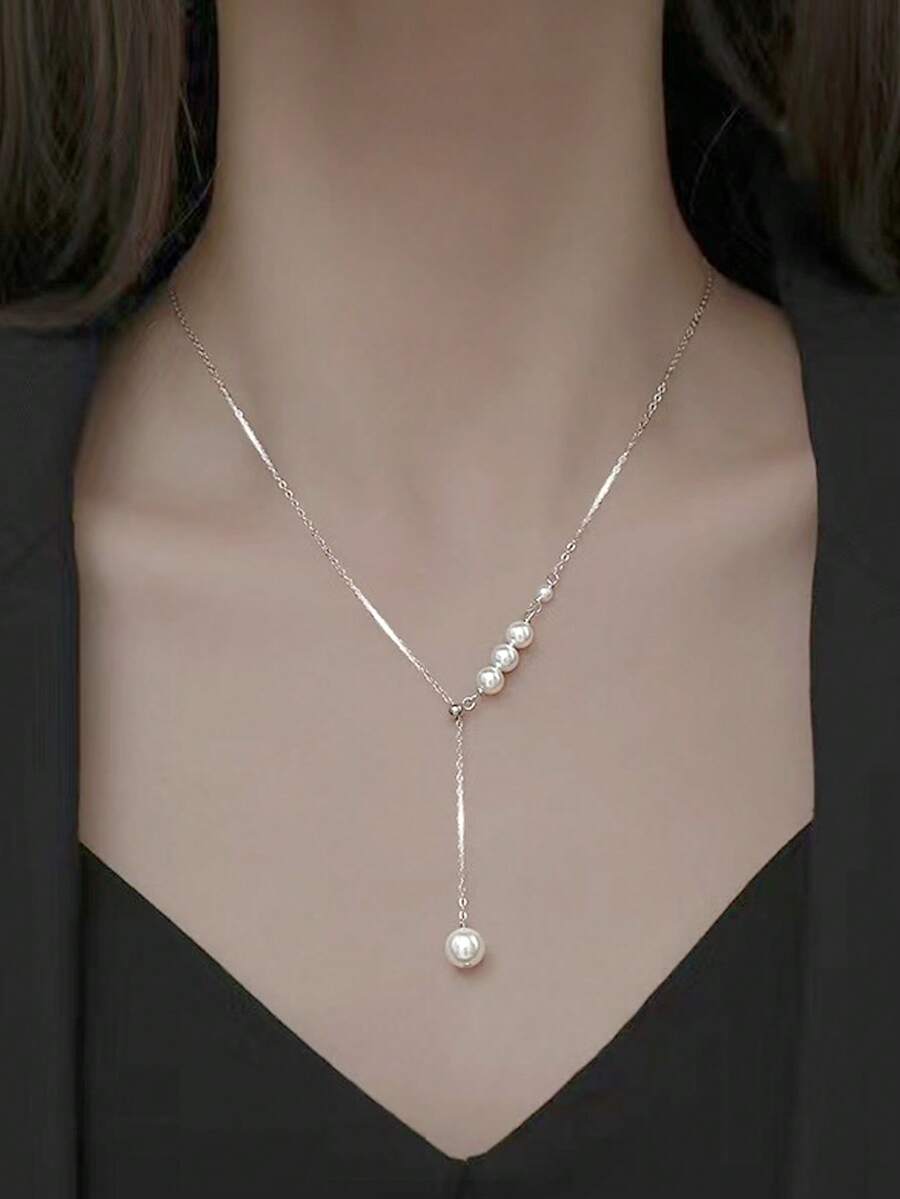 1 dây chuyền choker nữ mặt ngọc trai giả, phong cách ngách sang trọng nhẹ nhàng, đeo hàng ngày đi làm, dễ phối lớp, đa năng - Mặt dây chuyền ngọc trai - Xem 1