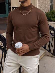 New Men's Casual Versatile Comfortable Minimalist Top - Brown - View 1