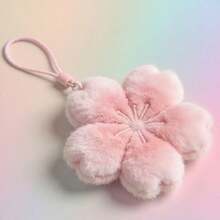 1 Pc Healing Sakura Plush Ornament Pendant, Keychain Backpack Accessory Gift, Pink Plush Sakura Bag Charm, Suitable For Girls Gift Backpack Pendant, Best Friend Gift, Halloween, Thanksgiving, Christmas, Birthday Gift - Pink - View 2