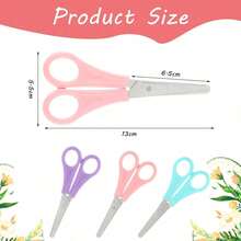 Graduated Student Scissors, Round-Tip Stainless Steel Student Craft Scissors, Suitable For School Or Office, Cute Macaron Color DIY Paper Cutting Scissors - A - View 3