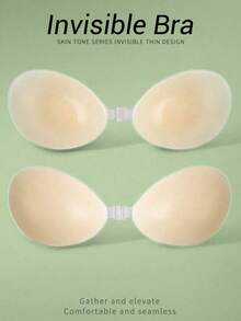 1pc Women's Apricot Invisible Self-Adhesive Silicone Bra With Transparent Halter Neck Design, Suitable For Backless Dresses And Wedding Gowns, Recommended To Buy One Size Larger Than Usual - Multi-color - View 4