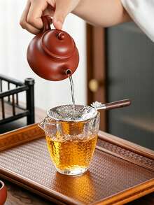 2pcs 304 Stainless Steel Tea Strainer And Tea Spoon Set, Suitable For Teapot, Tea Spoon, Coffee Cup Tea Filter, Fine Mesh Prevents Dripping, Floral Edge Design Easy To Clean, Universal Fit - Multicolor - View 2