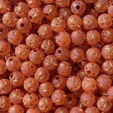 120pcs Multicolor Matte Gold‑Print Star Pattern Round Acrylic Through‑Hole Loose Beads For DIY Bracelets, Phone Charms, Keychains Handmade Craft Supplies - Multicolor - View 16