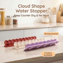 1pc Beige/Purple/Red Silicone Sink Splash Guard With Suction Cups, Can Be Placed Behind The Sink, Kitchen Sink Splash Guard, Restaurant Sink Splash Guard - Multicolor - View 7