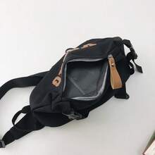 SHILAN Vintage Canvas Sling Chest Bag, Letter‑Decorated Multi‑Pocket Crossbody Pack For Outdoor Casual Daily Use - Multicolor - View 5