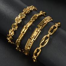 Punk Style Unisex Personalized 18K Gold Plated Stainless Steel Geometric Pig Nose Bracelet, Suitable For Daily Wear And Parties - Gold - View 1