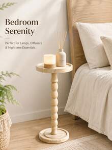 1pc Minimalist Round Solid Wood Coffee Side Table, Tea Table, Portable Multi-Functional Storage Wooden Table, Service Table For Candle Holder, Plant Stand, Suitable For Living Room, Bedroom, Sofa Side, Coffee Corner, Balcony, Garden, Fits Various Home Decor Styles - Multicolor - View 8