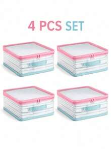8PCS Large Capacity Clear Mesh Storage Bins With Zipper Lid & Handles, Foldable Closet Organizer For Clothes, Quilts, Blankets, Bed Sheets And Linens, Dustproof Home Storage Solution - Clear - View 10