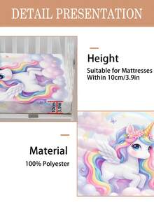 1pc Cute Rainbow Unicorn Girl Bedspread, Soft Cloud Rainbow Children's Bedding, Japanese Style Cute Winged Unicorn Bed Cover, Princess Bedroom Decor - Multicolor - View 6