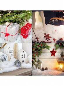 1pc White Christmas Snow Blanket 31.5*47.2 Inches, Artificial Snow Blanket, White Soft Fluffy Faux Snow Cover Cloth For Christmas Decoration, Cuttable And Patchable, Suitable For Creating Winter Wonderland Village Craft Background - White - View 6