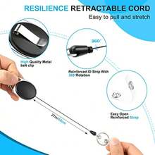 1pc High-Quality Retractable Badge Holder, 360° Rotating, With Belt/Carabiner, Built-In Nylon Cord, Key Ring, Snap Button And PVC Lanyard - Perfect For Organizing Multiple IDs, Cards, Tickets And Cash. Car Accessory, Cute Gothic Y2K Halloween Accessory, Teacher's Day Gift. - Multicolor - View 12