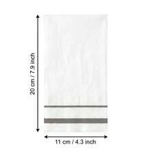 White Disposable Paper Napkins, Elegant Silver Stripe Lunch & Cocktail Napkins For Wedding Reception, Bridal Shower, Birthday, Anniversary, Baby Shower, Dinner Party And Table Decorations - Style 1 - View 2