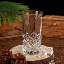 6-Piece Minimalist Transparent Glass Water Cup Set, Suitable For Home Use, Coffee Cups, Juice Cups, Whiskey Cups, Straight-Sided Textured Beverage Cups, Multiple Sizes Available, Party Table Cups. - DM336-1 (370ml) - View 2