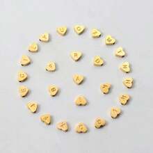 1pc Simple Heart Initial Pendant Golden Stainless Steel Chain Bracelet For Women - Yellow Gold - View 4