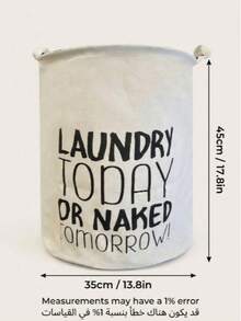 1pc Polyester Laundry Basket, Modern Letter Pattern Laundry Basket, Suitable For Home Laundry Basket, Dish Basket, Bathroom Storage Basket, Storage Basket, Foldable Laundry Basket - Beige - View 5