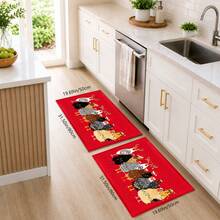 1pc Christmas Rooster Pattern Printed Faux Cashmere Kitchen Mat, Christmas, Can Be Used As Christmas Gift, Christmas Decoration, Absorbent Kitchen Floor Mat, Kitchen Rug, Long Runner, Sink Front Mat, Suitable For Kitchen, Bathroom, Entryway, Hallway, Laundry Room And Home Decor - Multicolor - View 13