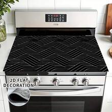 (Hot !!) 1 miếng thảm bảo vệ bếp phẳng họa tiết đường sóng 2D, thảm cao su chống trượt chịu nhiệt cho bếp từ, bếp kính và bếp đa năng, chống trầy xước, phù hợp cho lò nướng, máy giặt, máy sấy và trang trí nhà bếp - Nhiều màu - Xem 3