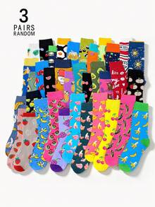 1/3/5/10/15 Pairs Random Unisex Fruit Pattern Street Style Comfortable Breathable Mid-Calf Socks - Multicolor - View 21