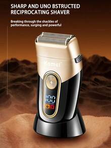 Kemei KM-3209 Electric Shaver Double-Layer Reciprocating Razor Daily Men's Beard Shaver With Charging Base Dry And Wet Use USB Rechargeable Powerful Shaver Men's Birthday Gift - Black - View 4