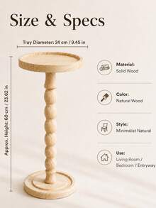 1pc Minimalist Round Solid Wood Coffee Side Table, Tea Table, Portable Multi-Functional Storage Wooden Table, Service Table For Candle Holder, Plant Stand, Suitable For Living Room, Bedroom, Sofa Side, Coffee Corner, Balcony, Garden, Fits Various Home Decor Styles - Multicolor - View 7