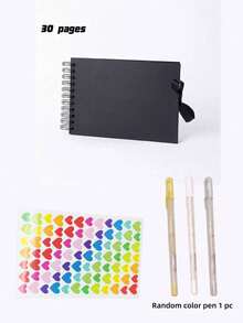 Black Anniversary Photo Album, Travel Journal, Various Check-In Records, Meaningful Notebook, Suitable For Wedding Guest Book And Anniversary Kraft Paper Photo Album, Family Photo Album - Suitable For Handmade Paper, Christmas Gift - Multicolor - View 6