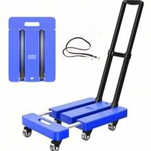 500 Lbs Capacity Heavy Duty Folding Hand Truck With Wheels, Telescopic Handle And 1 Elastic Rope, Portable Luggage Cart For Moving, Travel, Home Use, Blue - Multicolor - View 1