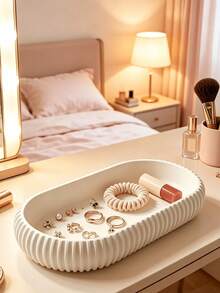 1pc New Matte Japanese Style Small Key Tray/Storage Dish, Minimalist Storage Plate, Suitable For Entryway, Vanity, Bathroom And Office Desk Decoration, Multi-Purpose Jewelry Storage Tray, Halloween Christmas Decoration, Holiday Party, Best Gift For Others - Multicolor - View 3