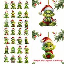 The Grinch 5 buah Dekorasi Natal, Ornamen Gantung, Dekorasi Rumah Pohon Natal Seru Grin-Ch 2D (Gaya Acak) - Beraneka warna - View 9