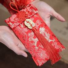1 buah Amplop Uang Sutra Merah, Tas Kemasan Hadiah, Amplop Uang Tahun Baru, Festival Musim Semi, Amplop Surat Undangan, Cocok untuk Natal, Halloween, Pernikahan dan Berbagai Hari Raya (Model Acak) Amplop Merah - Rectangle - View 4