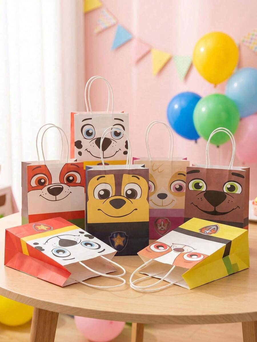 12Pcs/Set Paw Patrol New Theme Party Gift Bags, Birthday Party Decorations, Gift Packaging Bags, Paper Bags,Suitable For Birthday, Halloween, Christmas And New Year PartySupplies, Also A Perfect Choice For Thanksgiving - Multicolor - View 1