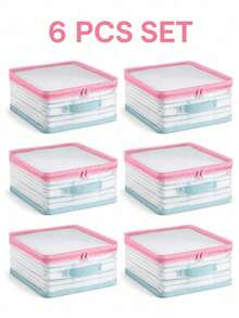 8PCS Large Capacity Clear Mesh Storage Bins With Zipper Lid & Handles, Foldable Closet Organizer For Clothes, Quilts, Blankets, Bed Sheets And Linens, Dustproof Home Storage Solution - Clear - View 7