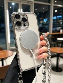1件磁吸鏈條電鍍TPU手機保護殼，適用於 18/18PRO/18PROMAX/17Air/8p/X/XS/XR/XS Max/11/11 Pro/11 Pro Max/12/Phone 12 Pro/11 Pro Max/12/12 Pro/12 Pro Max/13/13 Pro/13 Pro Max/14/14 Pro/16 Plus/14 Pro Max/15/15 Pro/15 Plus/15 Pro Max/17/17pro/17promax - 銀色 - 查看 11