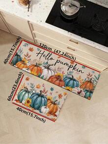 1/2pcs Thanksgiving Pumpkin Pattern, Vintage Diatomaceous Earth Mat, Super Absorbent, Non-Slip, Perfect For Bathroom, Kitchen And Dining Room, Quick Drying, Perfect Gift For Home Decor And Bathroom Mat, Thanksgiving Holiday Gift! - Multicolor - View 15