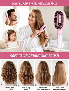 2‑In‑1 Spray Hair Brush Detangler, Built‑In Water Tank Fine Mist Spray Comb, Wet Dry Hair Detangling Brush, Portable Anti‑Overflow Hair Care Styling Tool For Curly Thick All Hair Types - Multiple Styles - View 7