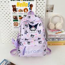 Sanrio Hello Kitty Pink All-Over Print Oxford Fabric Student Backpack, Cute Cartoon Character Large Capacity School Bag, Japanese Style Multi-Pocket Lightweight Daypack, Suitable For Students Travel And Daily Campus Use - A - View 7