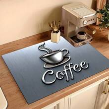 (Hot !!) 1pc 2D Coffee Pattern Flat Stove Protector Mat And Non-Slip Heat-Resistant Rubber Stove Cover Mat Suitable For Induction Cooktop, Glass Cooktop And Multi-Function Scratch-Resistant Mat, Also Can Be Used As Oven, Washing Machine, Dryer And Kitchen Decor Best Choice. - Multicolor - View 5