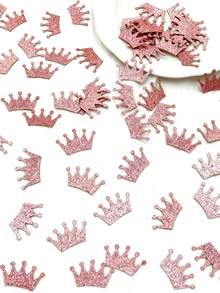 100 Pcs Rose Gold Glitter Crown Confetti, Princess Birthday Party Table Scatter Decorations, Royal Theme Baby Shower Wedding Decor - View 9