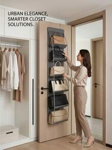 Hanging Large Capacity Handbag Storage Bag, Multi-Layer Dust-Proof Storage Bag, Foldable Hanging Leather Bag Organizer, Suitable For Storing Towels, Bags, Scarves And Clothes - Closet Shoe Rack And Accessories Storage, Storage Solution, Bathroom Storage, Closet Storage - Multicolor - View 8
