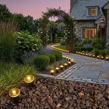 Dusk‑To‑Dawn Solar Buried Ground Lights, Warm LED Glow, In‑Ground Disk Lamp For Outdoor Garden Yard Path Landscape Lighting - Black - View 2