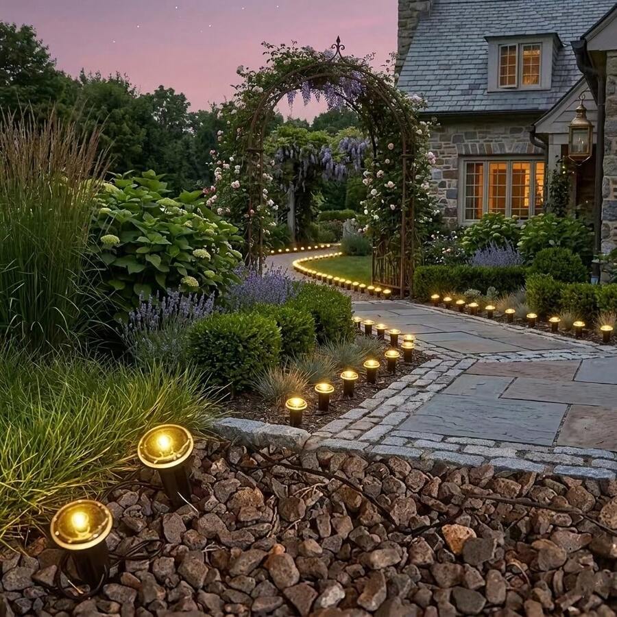 Dusk‑To‑Dawn Solar Buried Ground Lights, Warm LED Glow, In‑Ground Disk Lamp For Outdoor Garden Yard Path Landscape Lighting