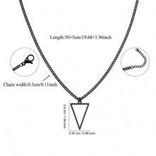 Men's Inverted Triangle Pendant Necklace, Stainless Steel Chain Necklace - Style 8 - View 4