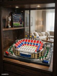 2436 PCS Football Stadium Miniature Building Building Blocks Set, European-Style Football Stadium Miniature Brick Model, Collectible Display Decoration For Sports Enthusiasts, Iconic Landmark Building Simulation Model - Boxed - View 6