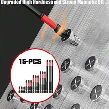 15pcs Magnetic Screwdriver Bit Set, Magnetic Screwdriver Drill Bit Set, High Torque Screwdriver Drill Bit, Quick Change Screwdriver Bits, 1/4" Shank, , For Electric& Manual Drivers - 15pcs - View 6