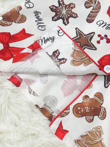 Christmas Print Women's Long Sleeve Long Pants Bubble Crinkle Pajama Set - Apricot - View 6