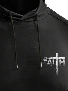 Men's Personalized Print Hooded Sports Top, Quick-Dry Fitness Running Training Long Sleeve Hoodie - Black - View 5