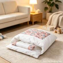 2pcs Ins Style Enclosed Cave Pet Sleeping Bag Bed With Pillow, Thick Warm Washable Detachable Cat Bed, Deep Sleep Secure Nest For Small & Medium Cats Dogs, All‑Season Indoor Rest Cushion - White - View 11