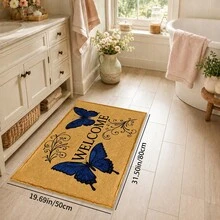 1pc Butterfly Print Faux Cashmere Kitchen Mat, Absorbent Kitchen Floor Mat, Kitchen Rug, Long Runner Mat, Sink Front Mat, Suitable For Kitchen, Bathroom, Entryway, Hallway, Laundry Room And Home Decor - Multicolor - View 13