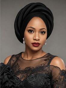 1pc Solid Color Rolled Edge Headscarf, Soft And Elastic, Perfect For Annual Meetings And Banquets - Multicolor - View 1