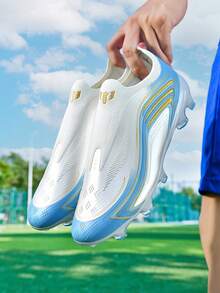 1 Pair World Cup Style Latest Men's Football Shoes, AG Long Stud Turf Training Boots - White - View 5