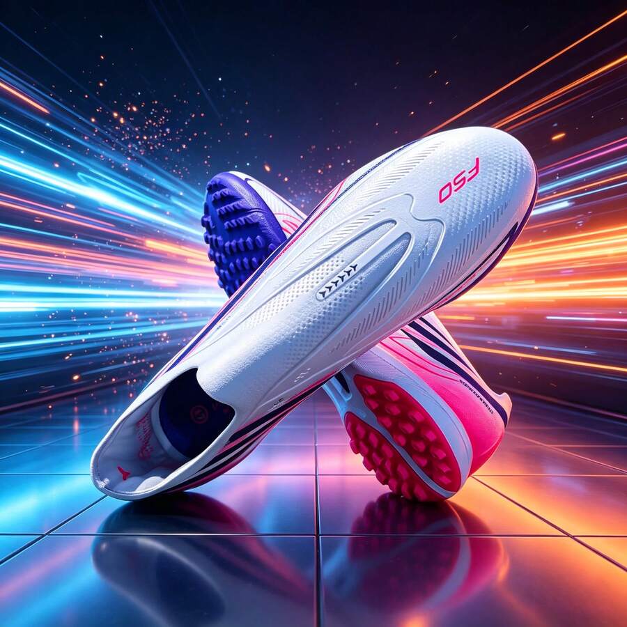 1 Pair World Cup Style Latest Men's Football Shoes, TF Studs Turf Training Cleats, Campus Anti-Slip Breathable Portable Sports Shoes - White - View 1